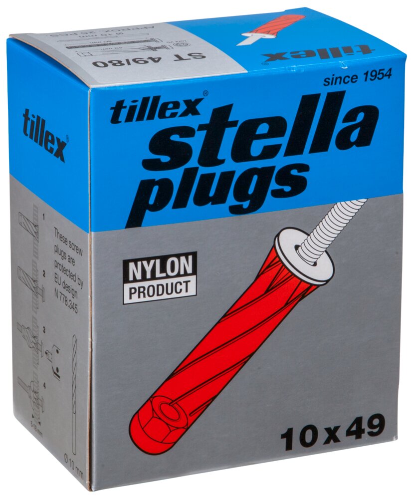 Tillex - Plugs pan  5 x 55 mm - rød 25 stk.