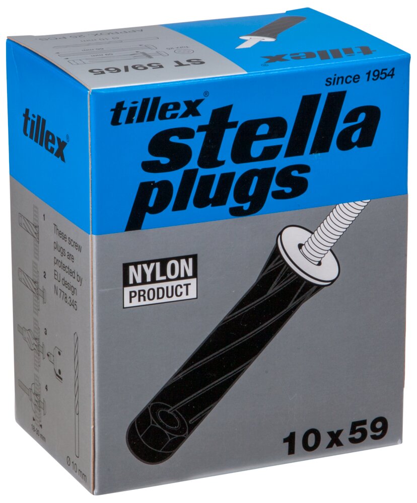 Tillex Plugs pan 5 x 65 mm - sort 25-pak