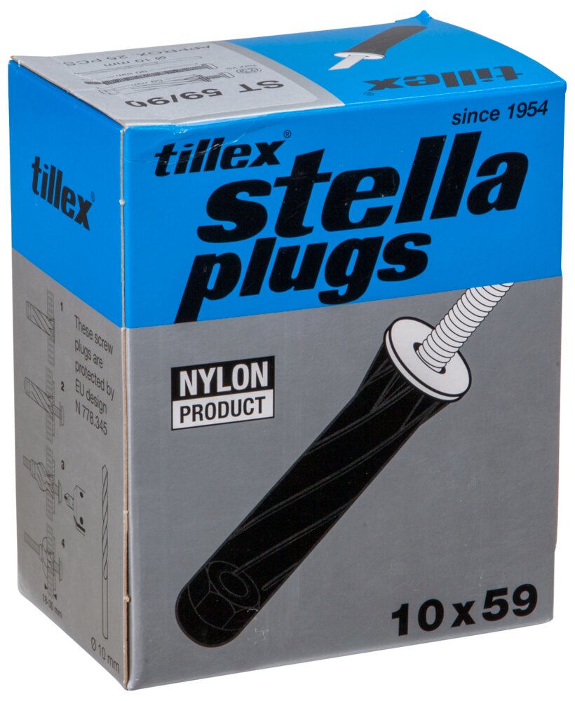 Tillex Plugs pan 5 x 90 mm - sort 25-pak
