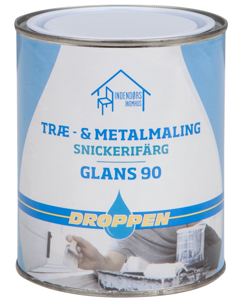 Droppen - Træ- og metalmaling glans 90 hvid 0,75 L