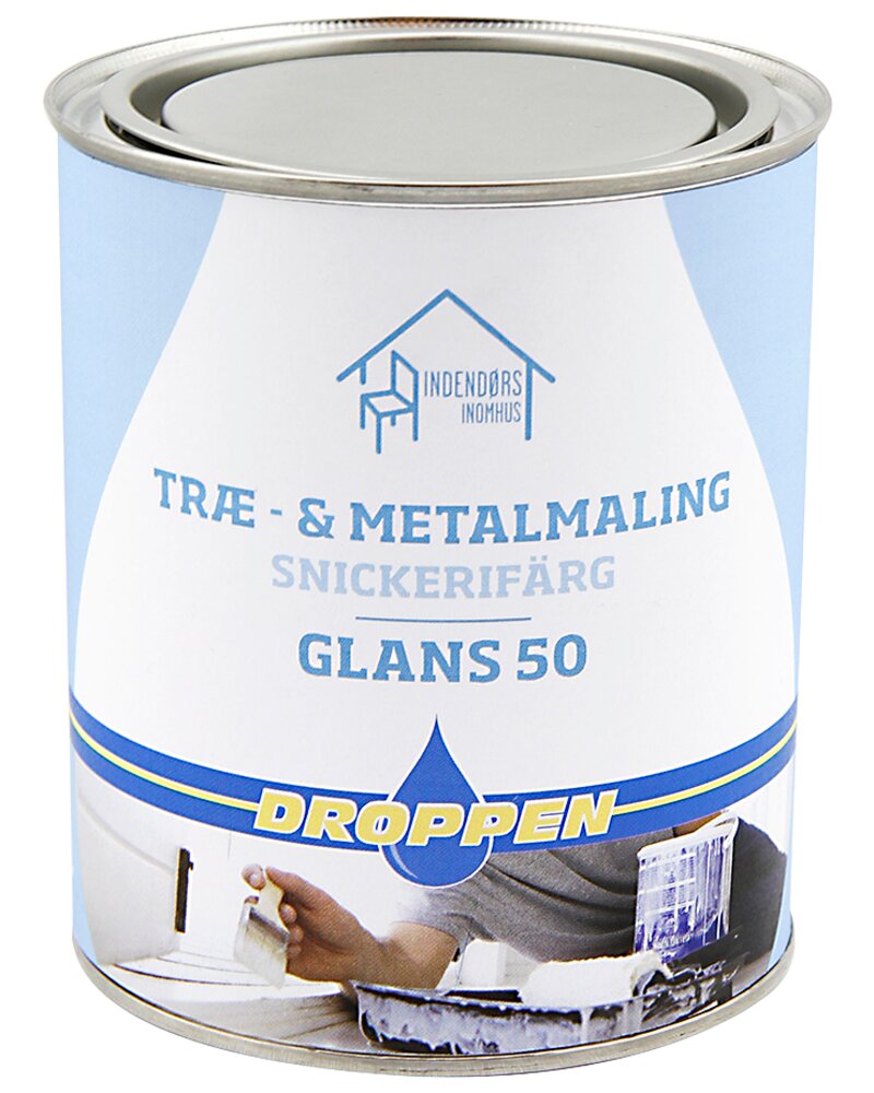 Droppen - Træ- og metalmaling glans 50 hvid 0,75 L