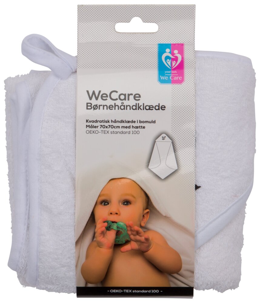 Babyhåndklæde med panda - hvid