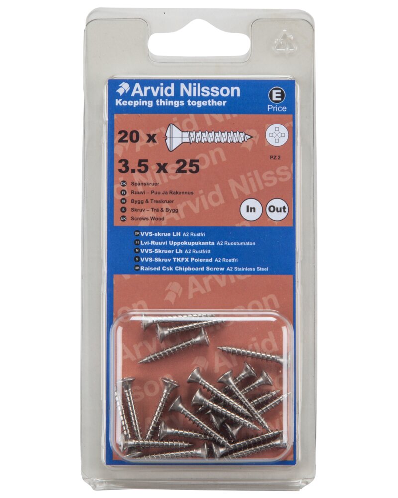 Arvid Nilsson VVS-skrue A2 3,5 x 25 mm 20-pak