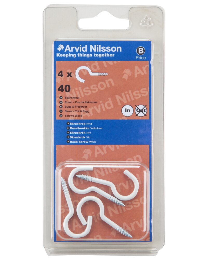 Arvid Nilsson - Skruekrog 40 mm hvid 4-pak
