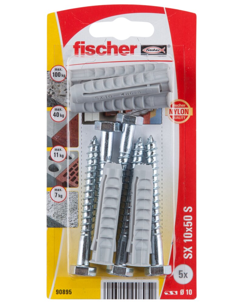 Fischer - Dyvel med skrue 10 x 50 mm 5-pak