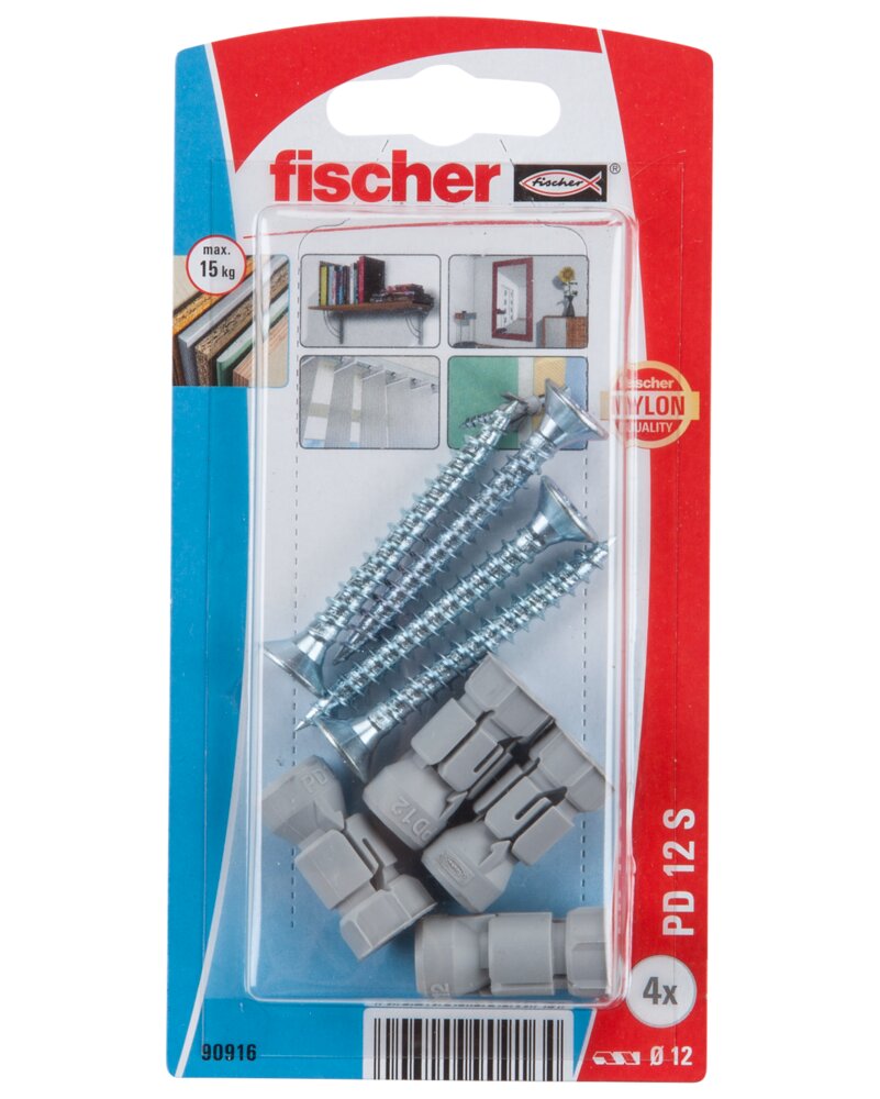 Fischer - Gipspladedyvel PD12 SK 4-pak
