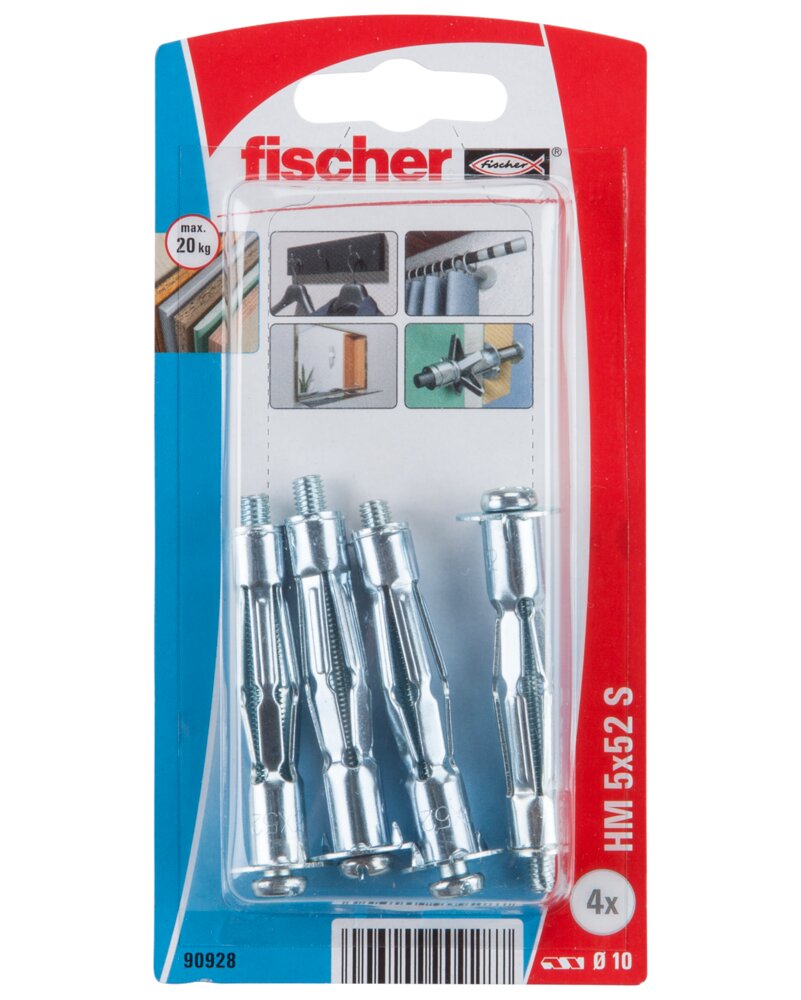 Fischer - Hulrumsdyvel i metal 5 x 52 mm 4-pak