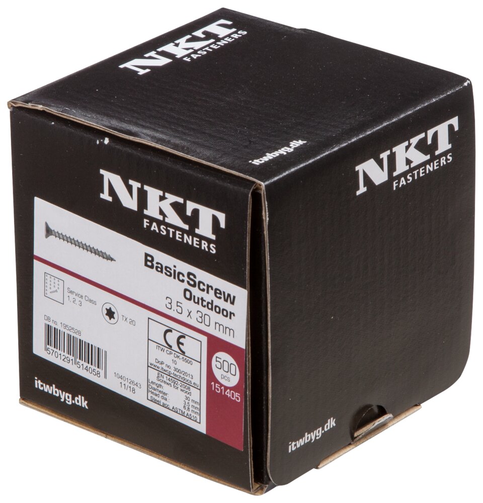NKT håndværkerskrue 3,5 x 30 mm 500 stk.