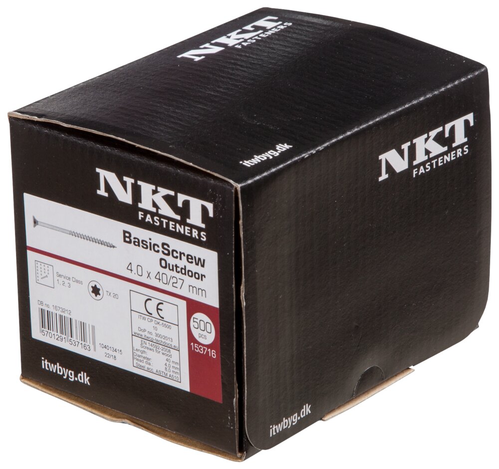 NKT håndværkerskrue 4,0 x 40 mm 500 stk.