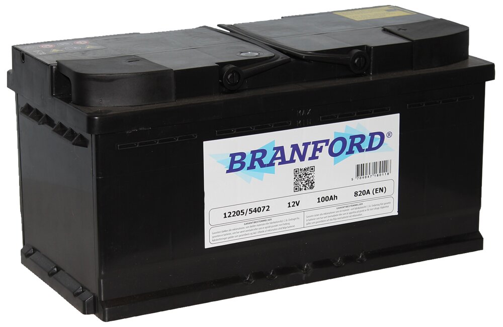 BRANFORD - Autobatteri 100 Ah +højre
