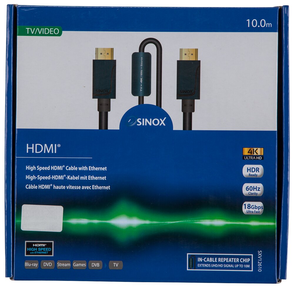 SINOX - Pro HDMI kabel 4K60Hz - 10 meter