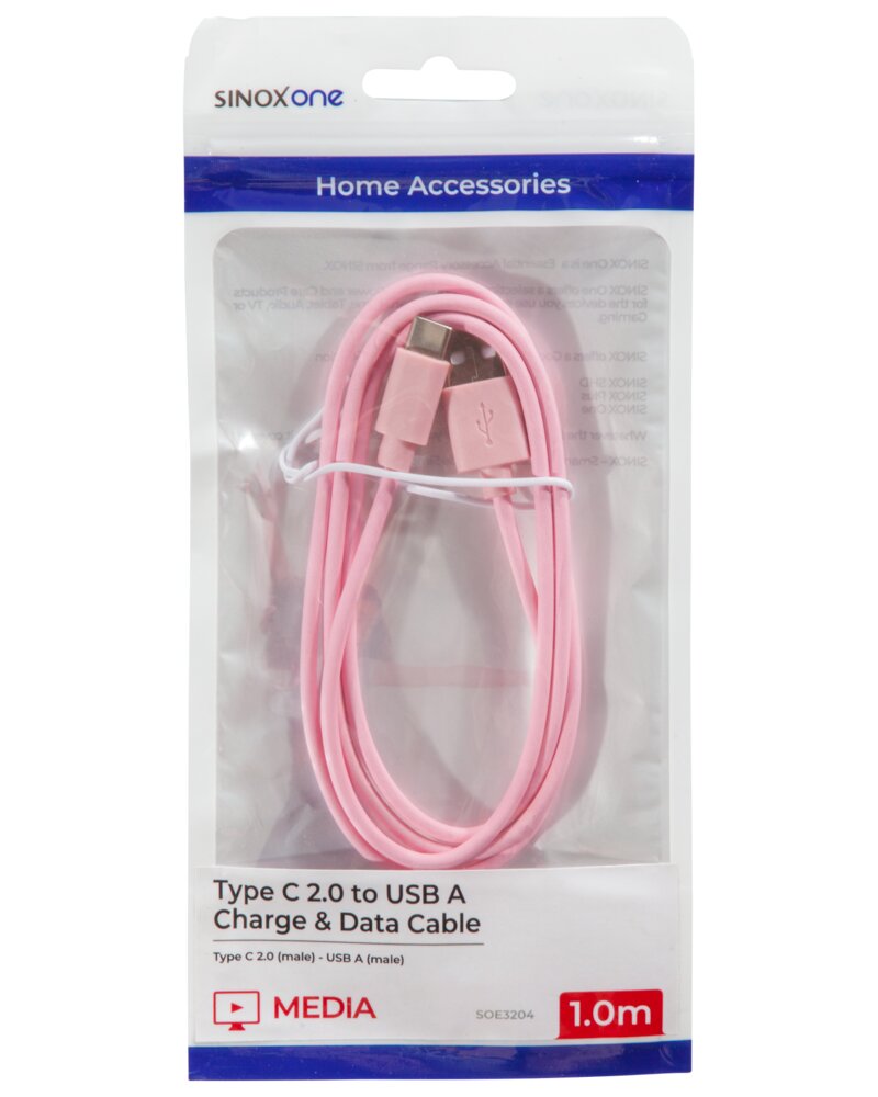 SINOX - USB-C kabel pink - 1 meter