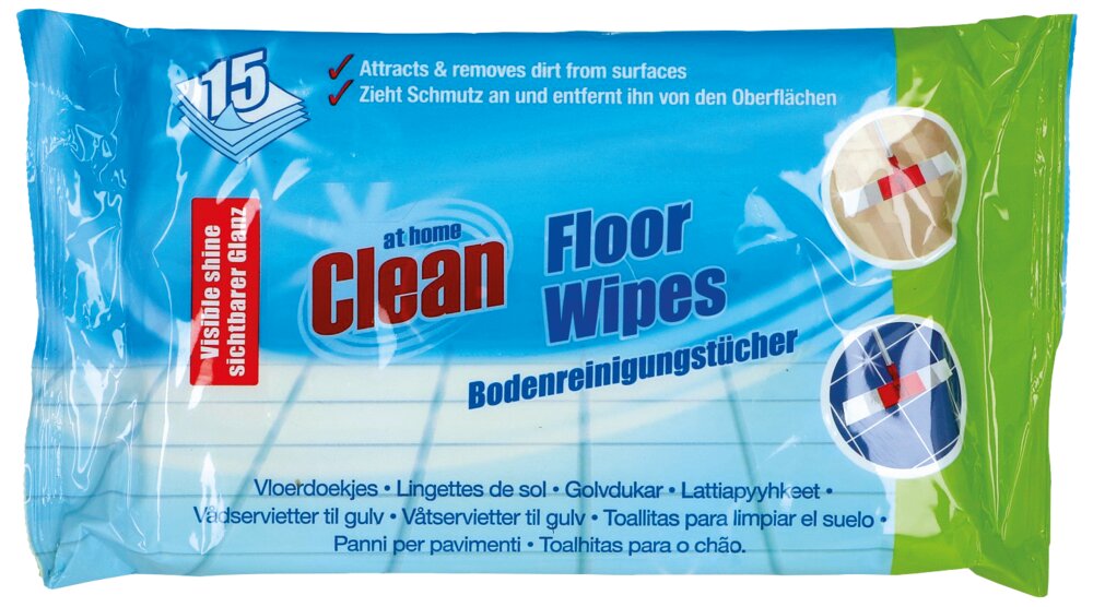 At Home Clean - Rengøringsserviet til gulv 15-pak