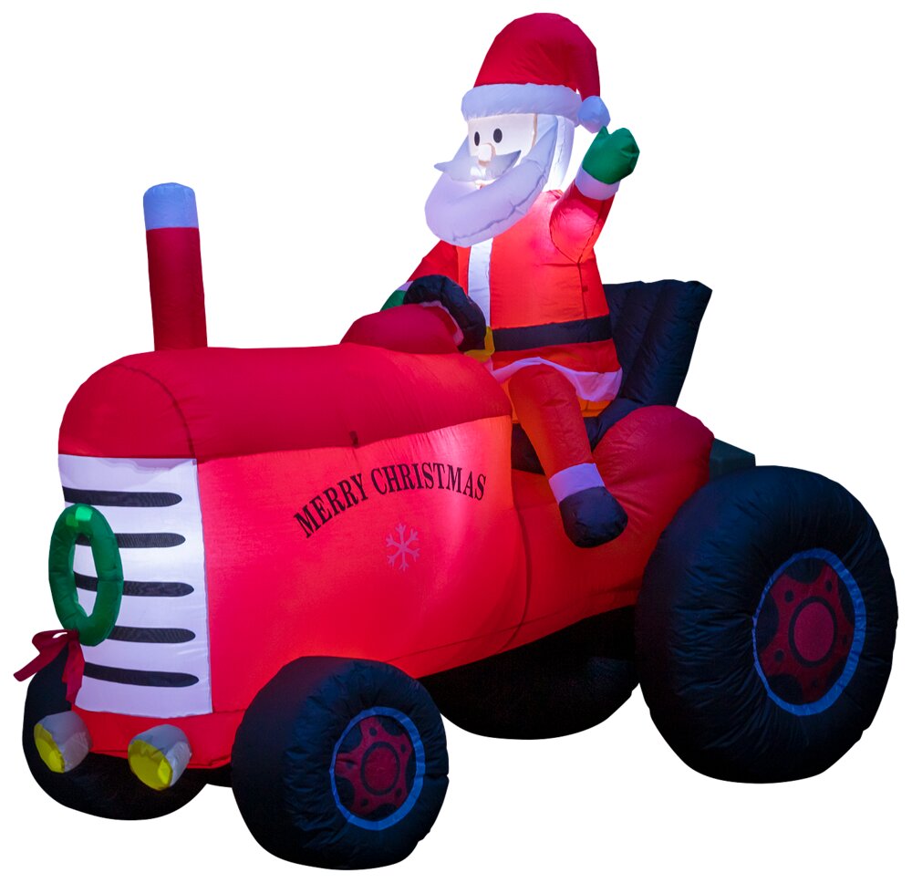 Selvoppustelig julemand på traktor - 210 cm