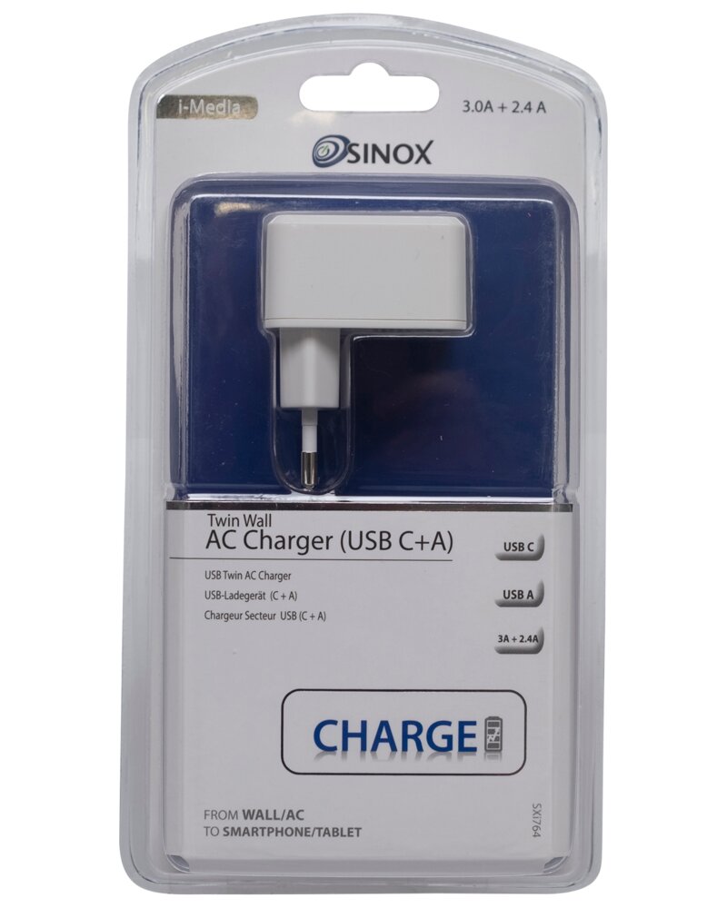 SINOX - Mobiloplader iPhone 12 - USB-C+A