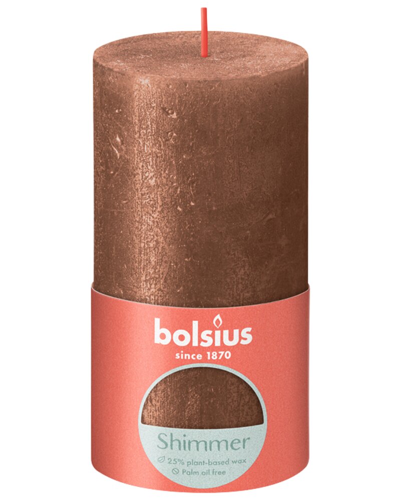 bolsius - Bloklys shimmer H.13 cm - Kobber