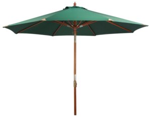Parasol med træstok Ø3 m - grøn