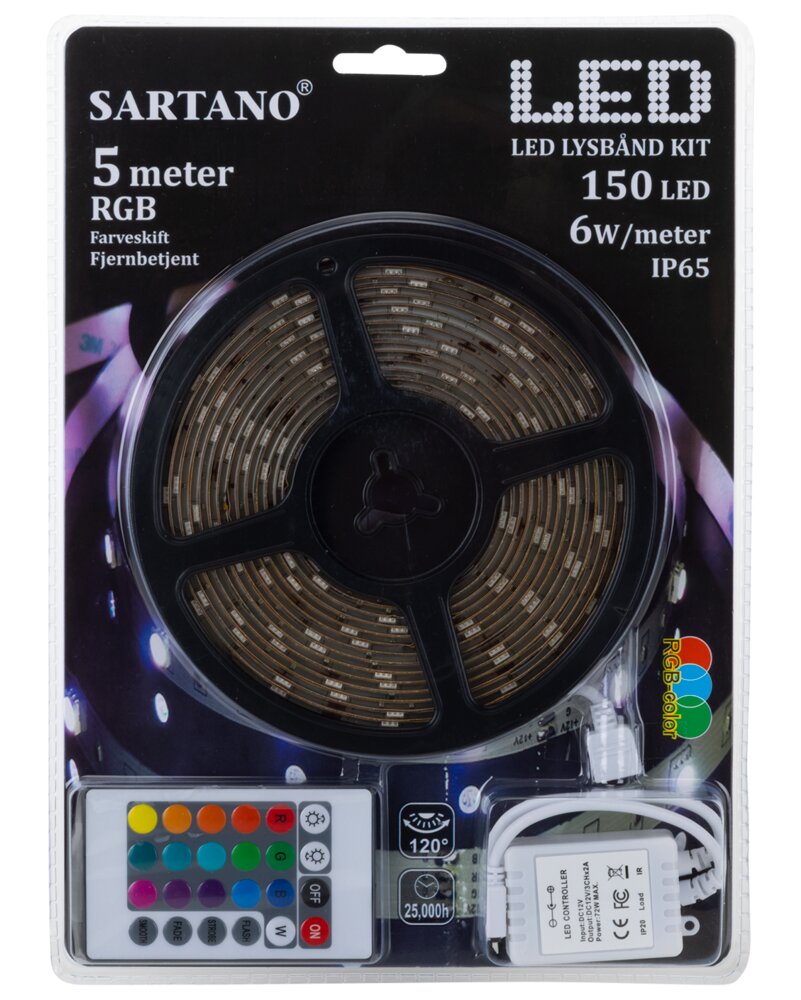 SARTANO - Flexstrip RGB LED og fjernbetjening - 5m