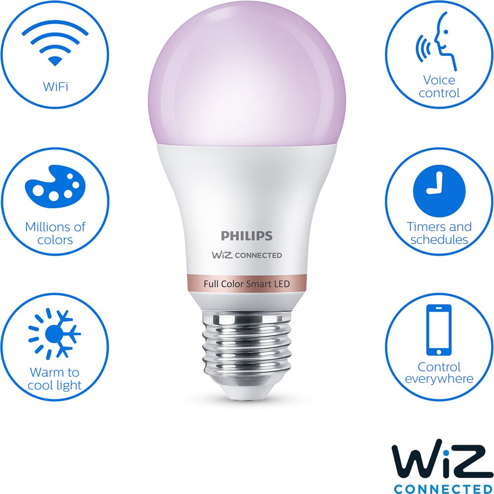 Philips Smart LED-pære 8W E27 A60 - Full Color