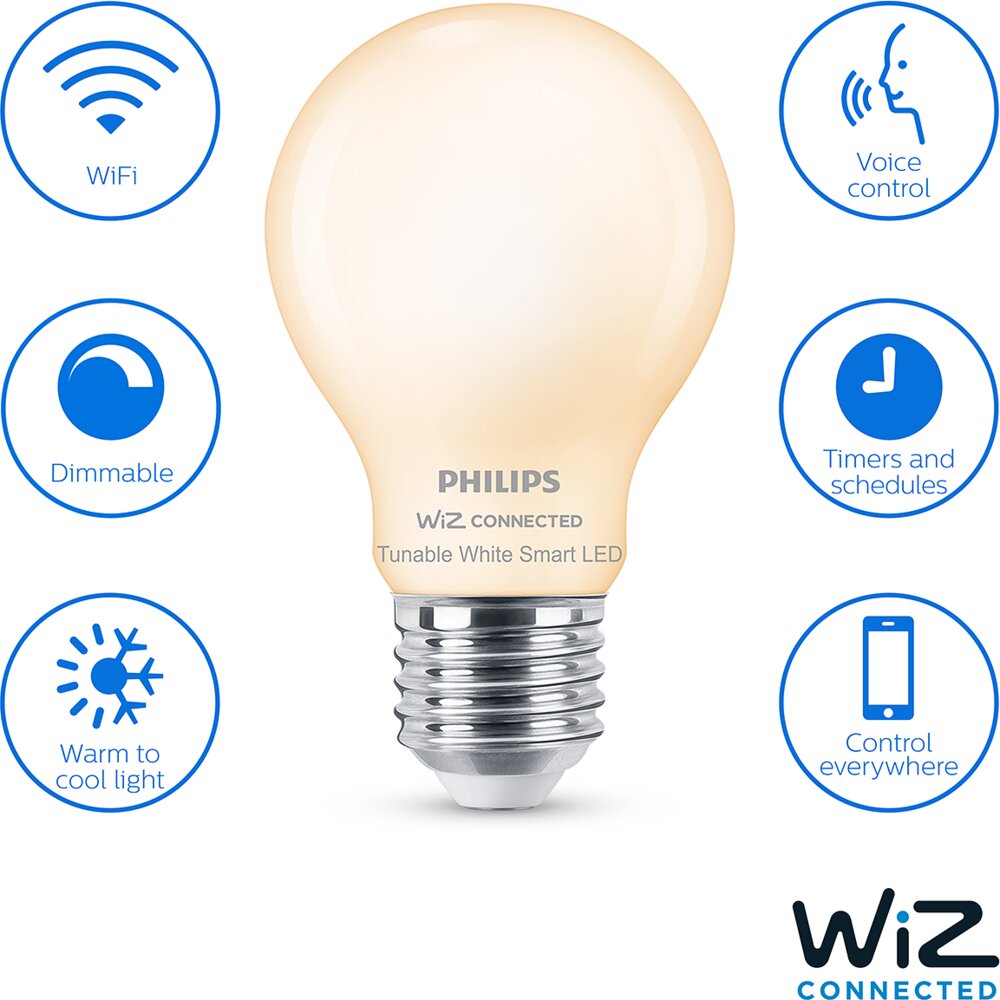 Philips Smart - LED-pære 7W E27 A60 - WarmToCool