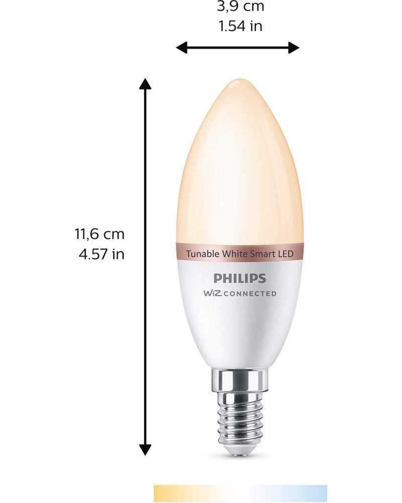 PHILIPS Smart LED-pære 4,9W E14 C37 - WarmToCool