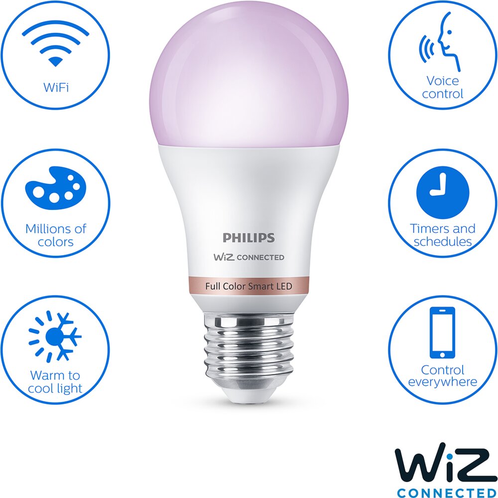 Philips Smart LED-pære 8W E27 A60 2-pak - Full Color