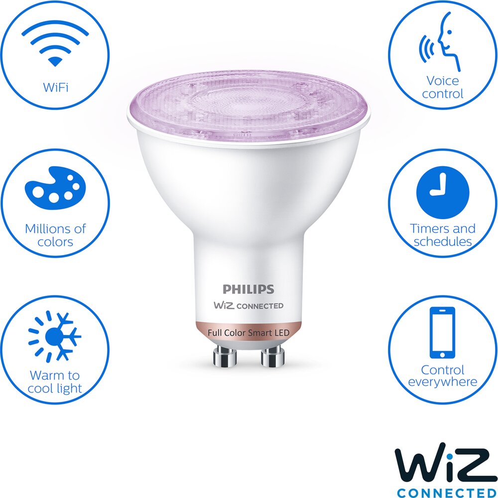 Philips Smart LED-pære 4,7W GU10 2pk - Full Color