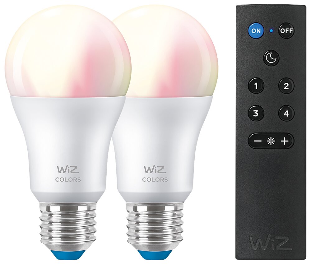 WiZ - LED-pære 8W E27 2-pak A60 + WiZmote