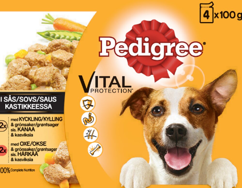 Pedigree -Vital Adult oksekød/kalkun i sovs 4x100g
