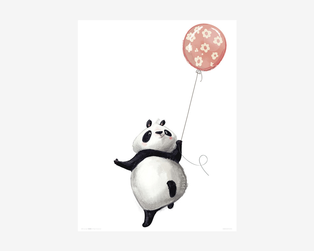 Plakat Panda m. Ballon