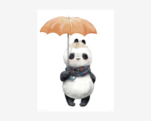Plakat Panda m. Paraply