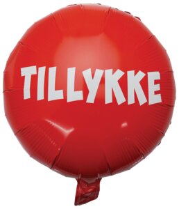 Folieballon Ø45 cm - TILLYKKE rød