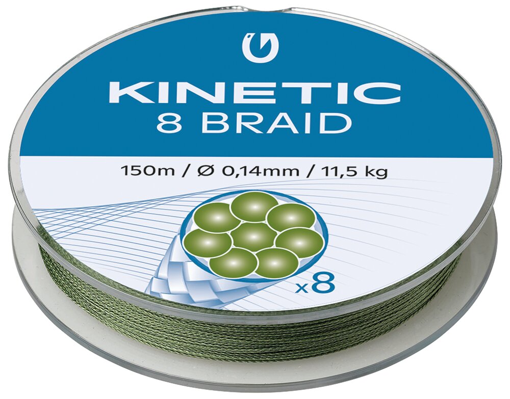 Kinetic 8 Braid 150 m 0,14 mm/11,5 kg - Dusty Green