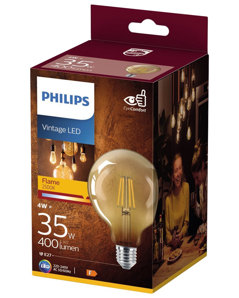 Philips - LED-filamentpære 4W E27 G93 - gold