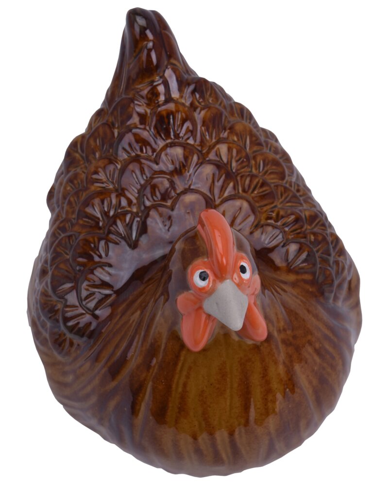 Høne i keramik 12 cm - Ass. farve