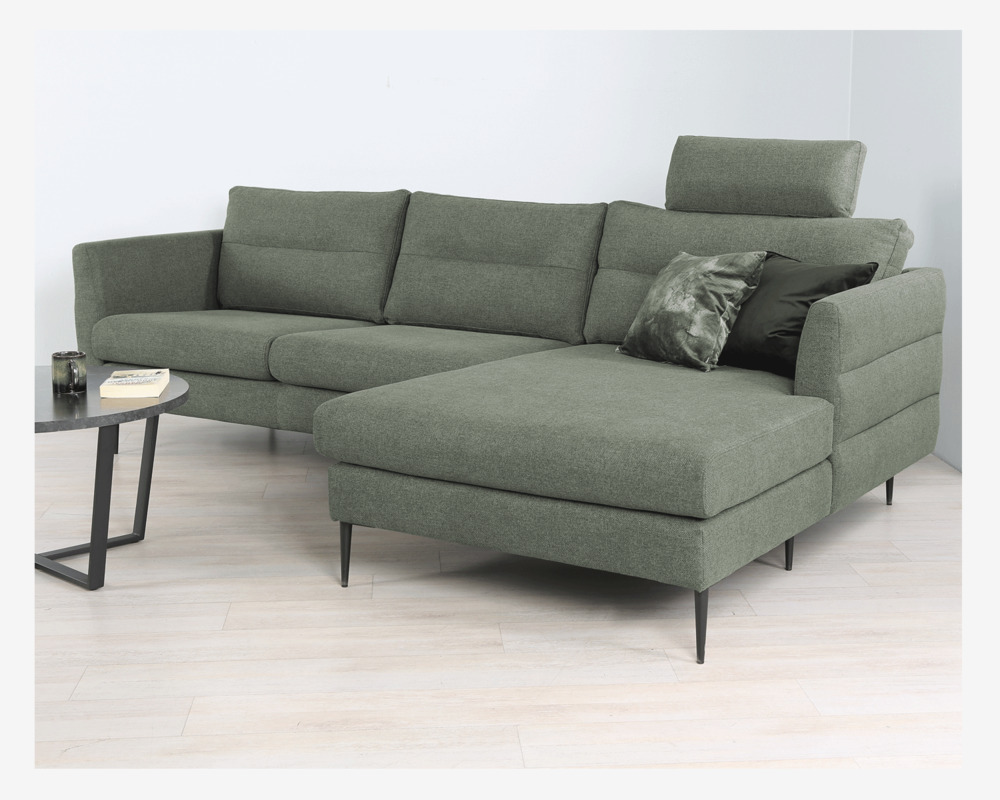 Sofa m/Chaiselong Højre Grøn