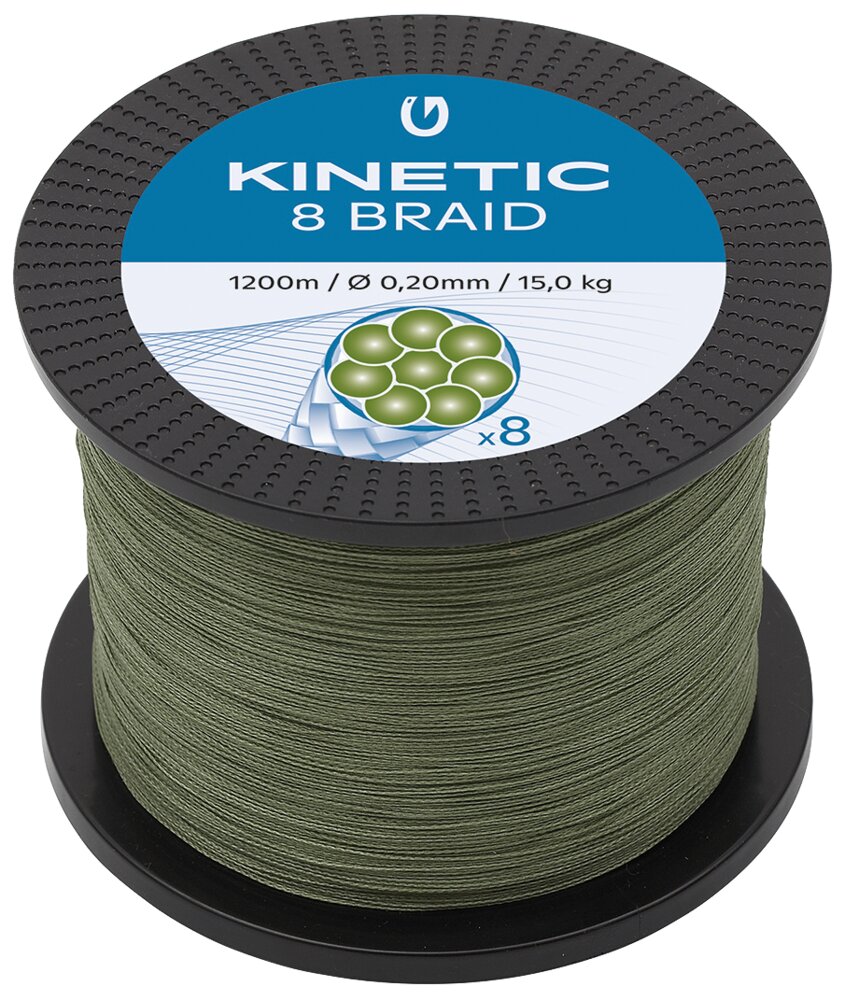 Kinetic 8 Braid 1200 m 0,20 mm/15 kg - Dusty Green