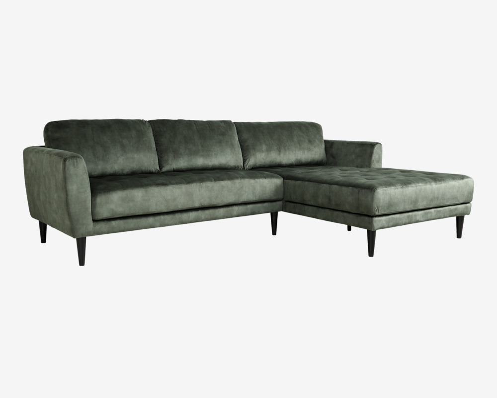 Sofa m/XL-Chaiselong Højre grøn