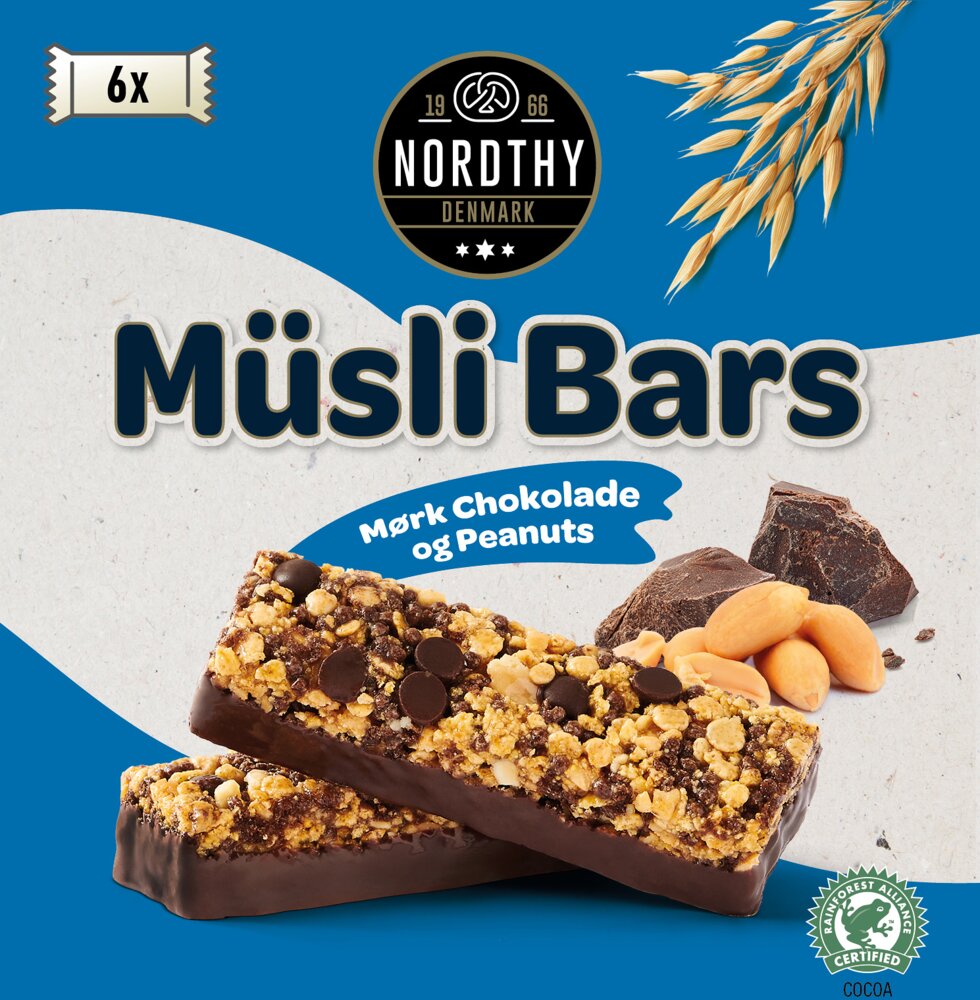 NORDTHY - Müslibar med peanuts og mørk chokolade 6-pak