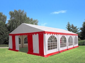 KOSAMA Partytelt PVC 6 x 8 m - rød/hvid
