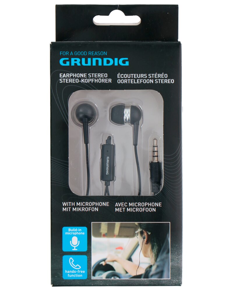 GRUNDIG Headset in-ear med mikrofon - sort