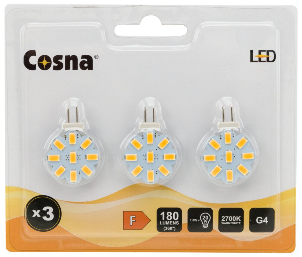 Cosna LED-pære 1,8W G4 3-pak