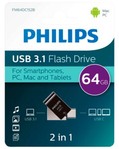 PHILIPS USB-flash drive 2-i-1 64GB USB 3.1