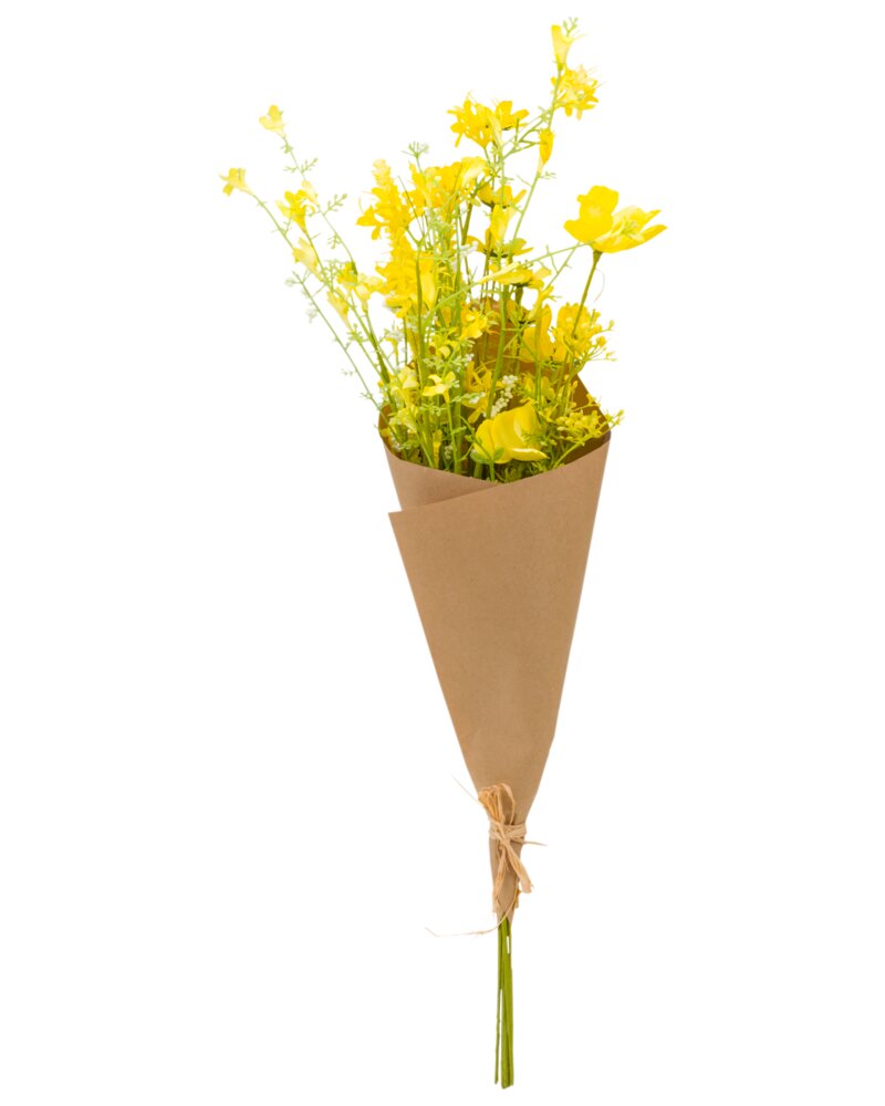 Adano - Kunstig buket med 5 blomster - gul