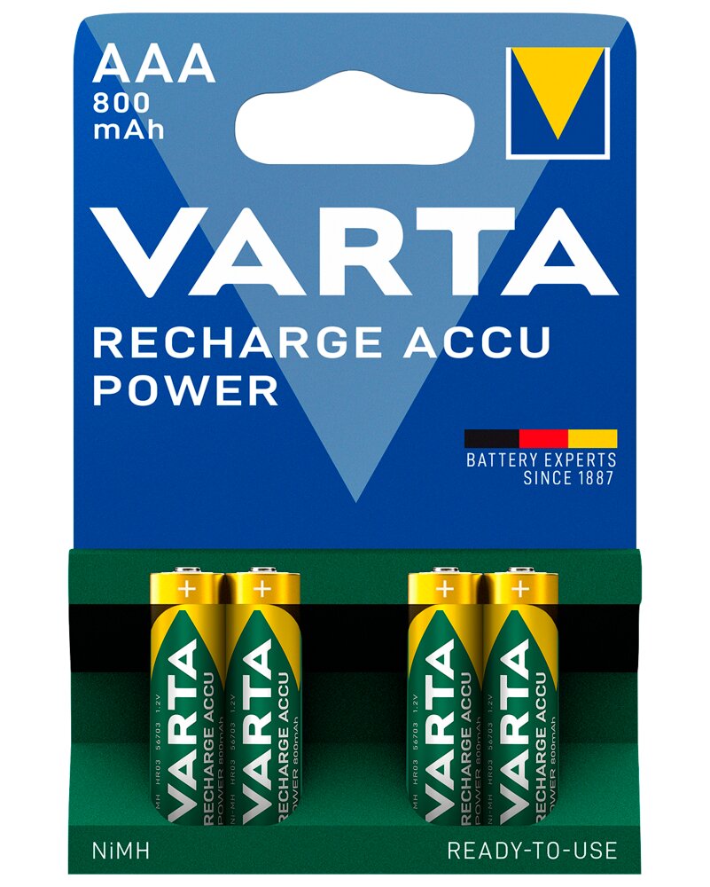 VARTA - Genopladelig batteri - AAA 800mAh 4-pak