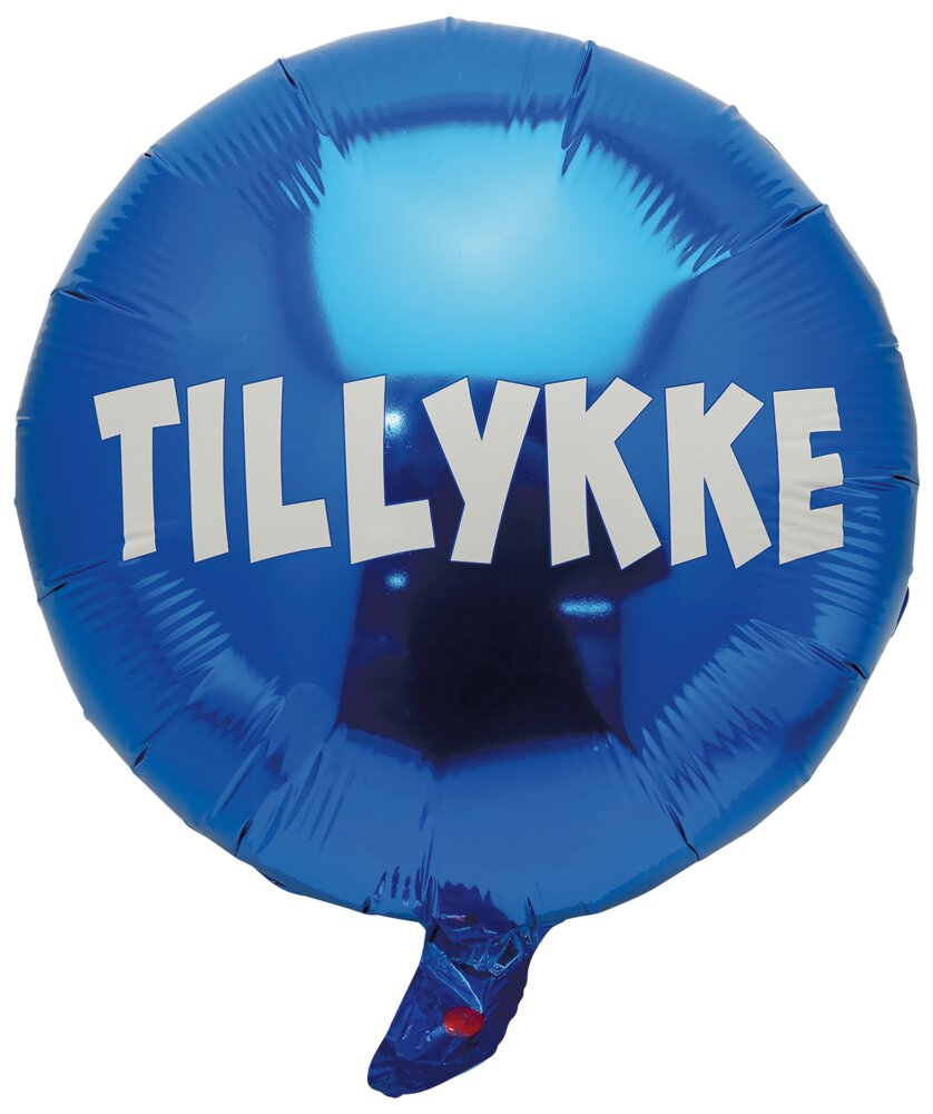 Folieballon Ø. 45 cm - TILLYKKE blå