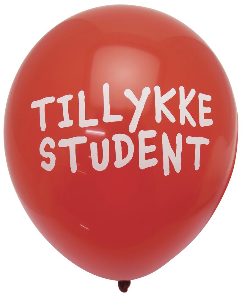 Ballon Ø. 25 cm - TILLYKKE STUDENT Rød 10-pak