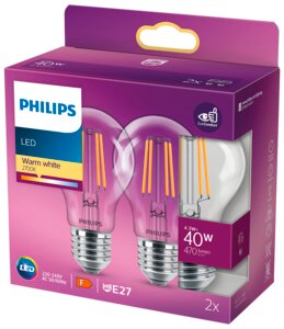 Philips filament 4,3w e27 2 st