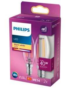 Philips filament 4,3w e14 2 st