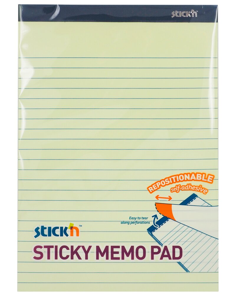 Sticky notes 254 x 179mm 50 ark - gul med linjer